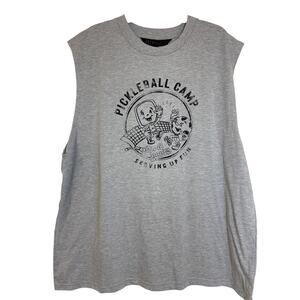 NWT Men's JayWalker XL Pickle Ball Camp, Serving up Fun, Gray Sleeveless T-shirt